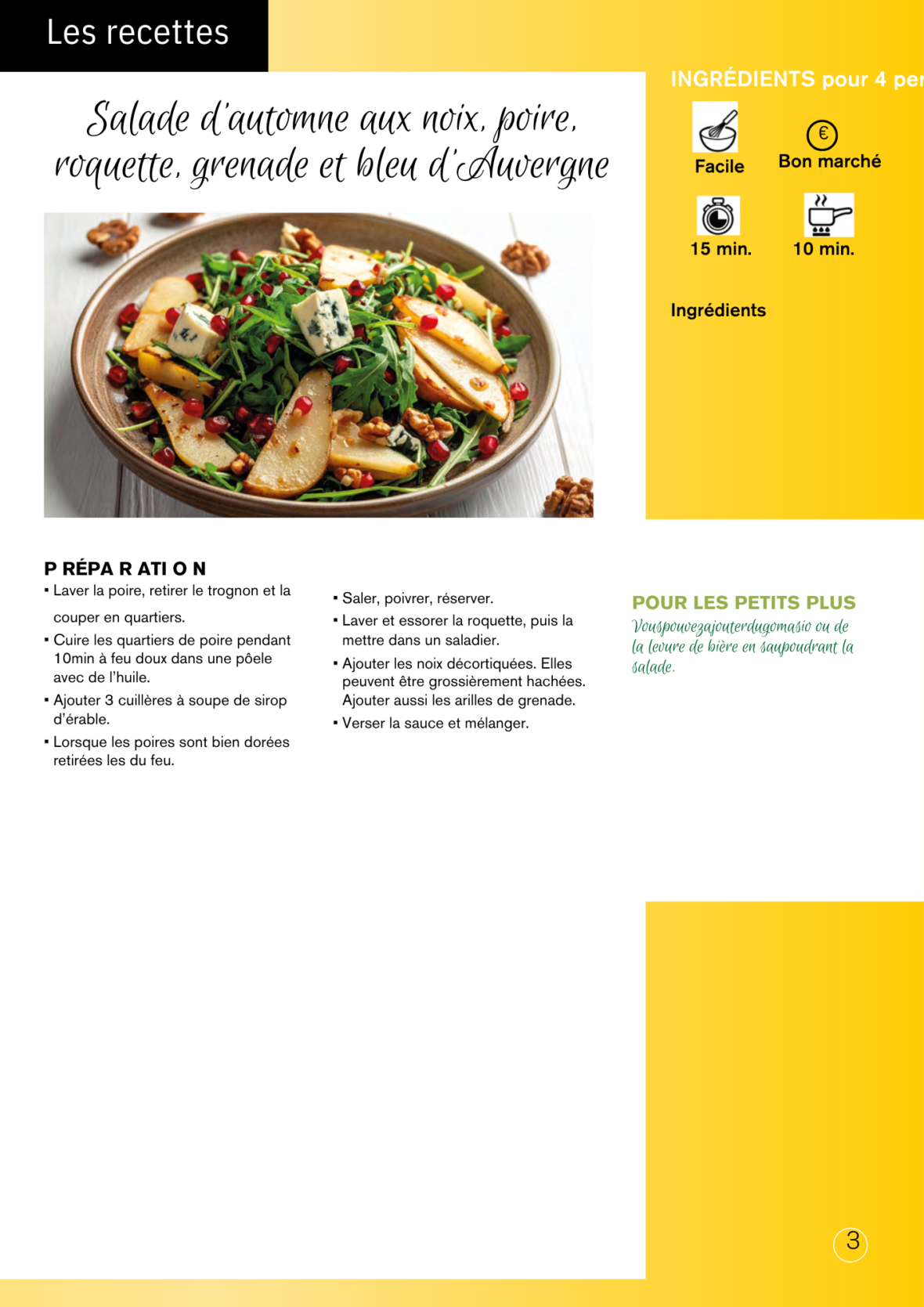 Salade de noix poires